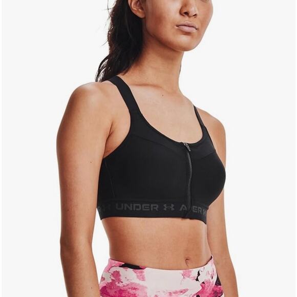 Under Armor Black Racerback Front Zip Padded Sports Bra 34D - Picture 1 of 7